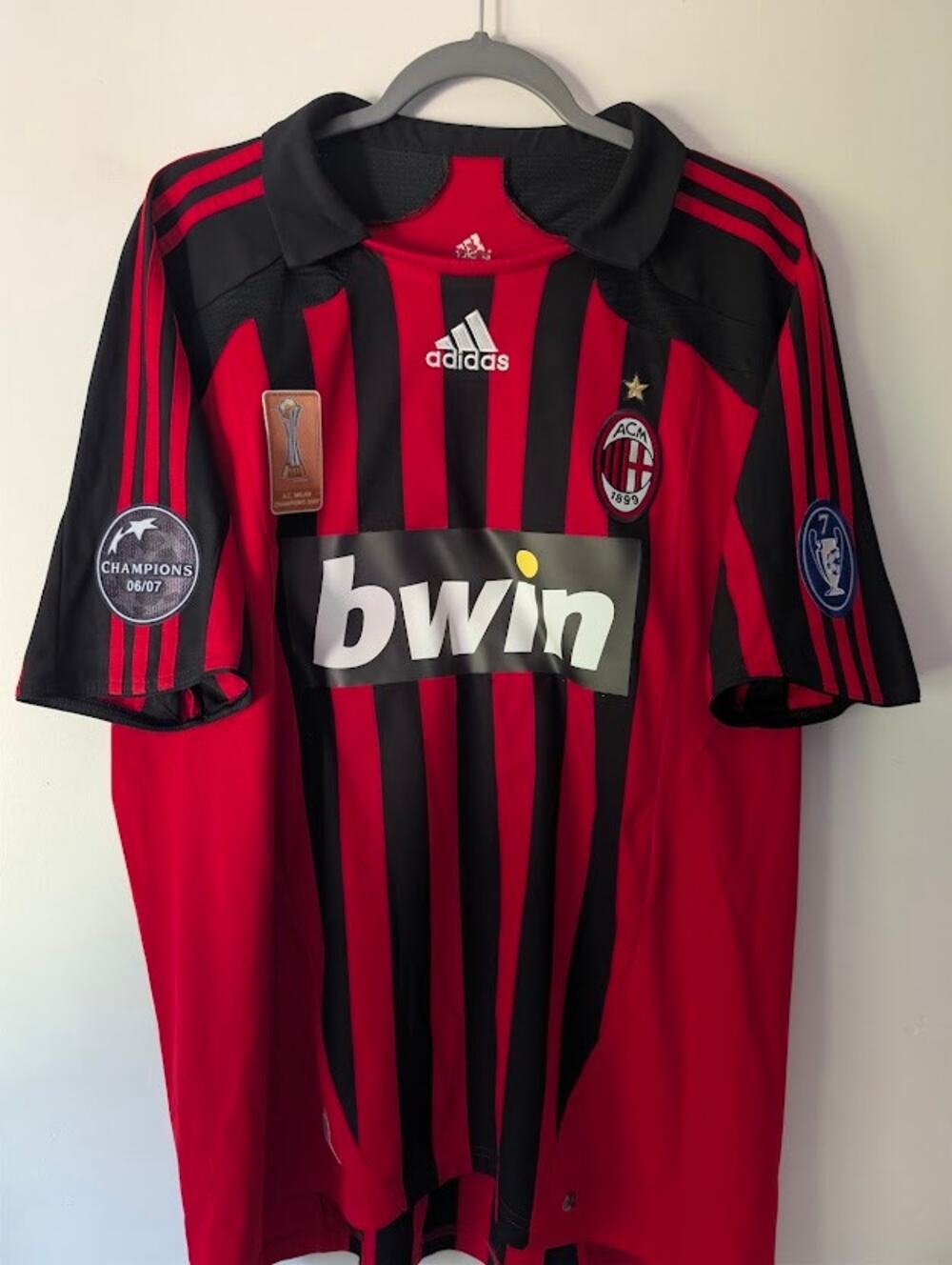 AC Milan 2007-08 Home Kaka Jersey Men's XL UCL Fully Patched